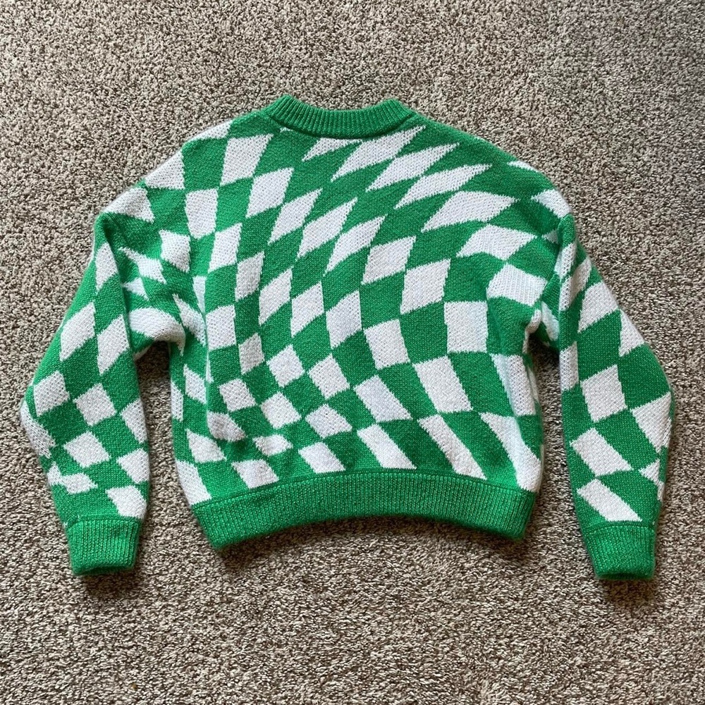 Lisa Says Gah Green and White Sweater